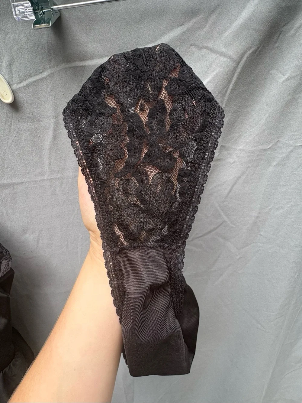 Vintage Black Lace/Satin Peplum Cami & Panty Lingerie Set